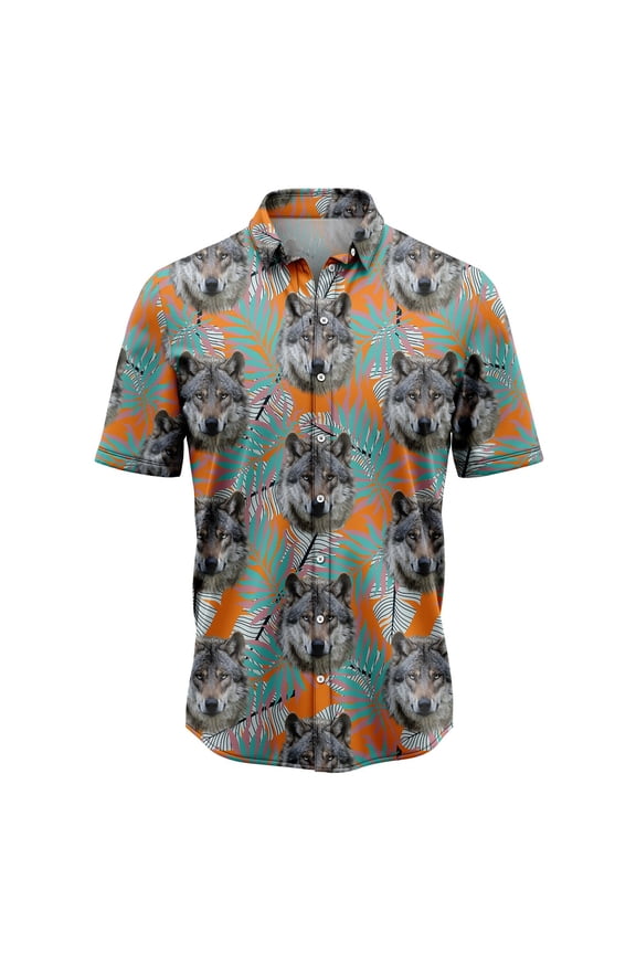 Wolf Tropical Pattern Aloha Hawaiian Shirt