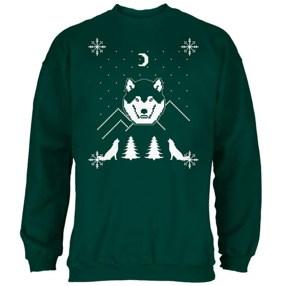 Wolf Ugly Christmas Forest Adult Sweatshirt
