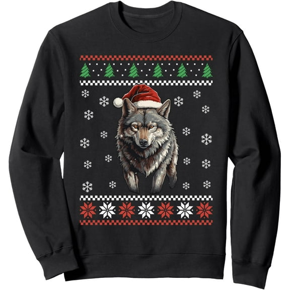 Wolf Ugly Christmas Sweater Wolves Xmas Adults Sweatshirt