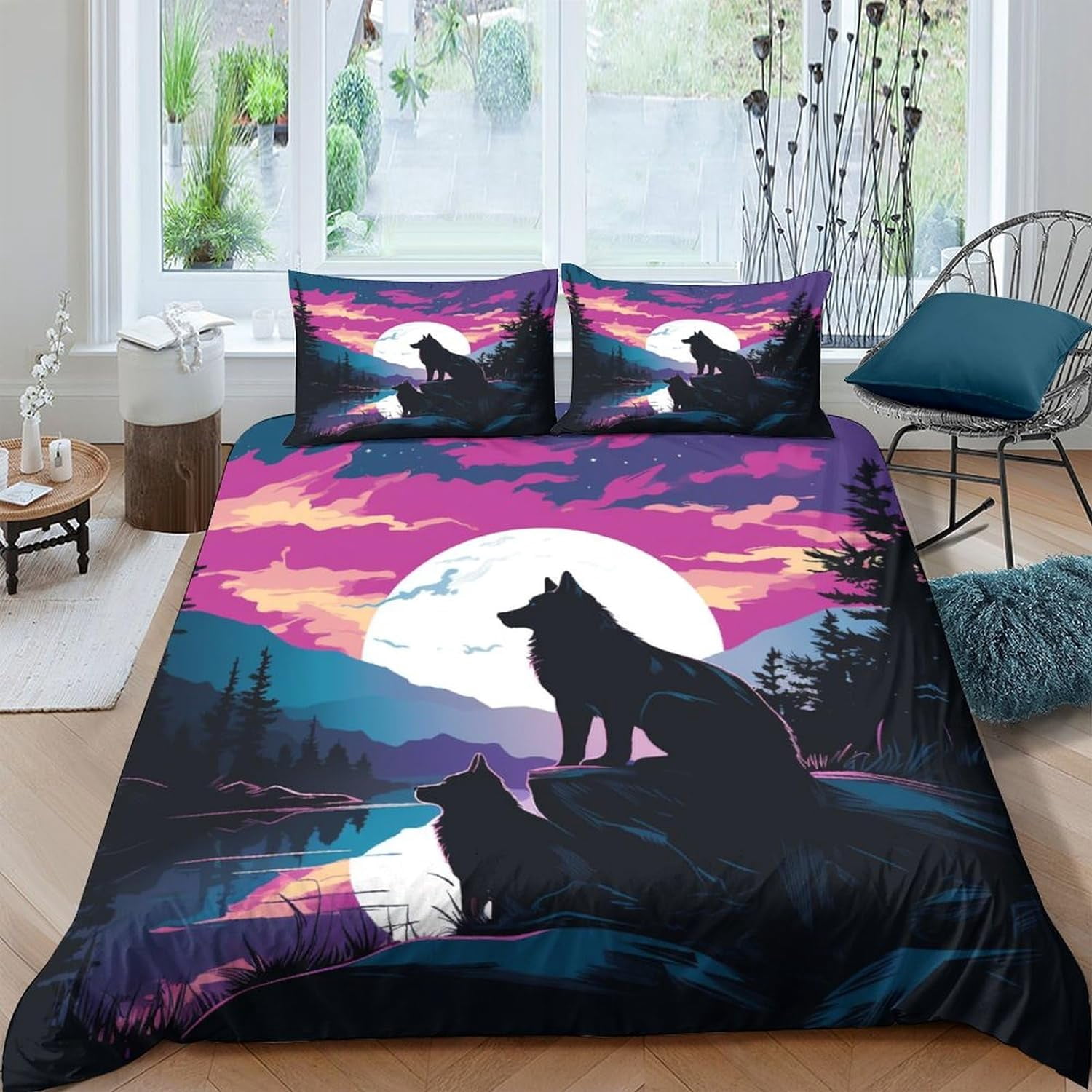 Wolf Under The Moon 3D Printed King of Wolves Quilt Cover Duvet Cover ...