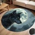 thumbnail image 1 of Wolf Under The Moon Round Carpet Living Room Bedroom Home Decoration Coffee Table Mat Lounge Rug Chair Mats, 1 of 5