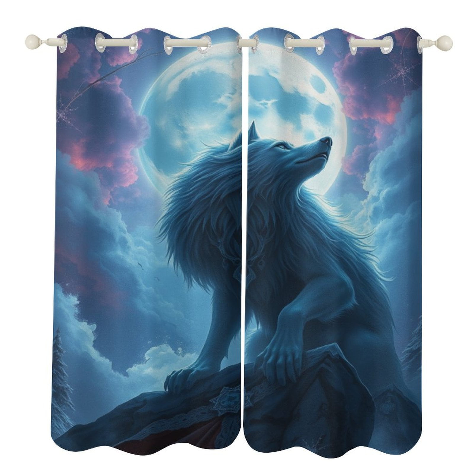 Buy Moon Floral Curtains Watercolor Flower Wildflower Phase Moonlit Spring Garden Aesthetic Boho Nature Bedroom Blackout Window Treatment Set For Women Room 2 Panels, 21W X 45L Inch Each Panel Online At