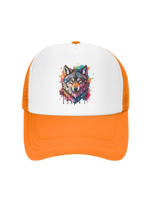 Wolf Unisex Trucker Hats for Men Women Adjustable Casual Baseball Caps for Outdoor Activities Dad Cap