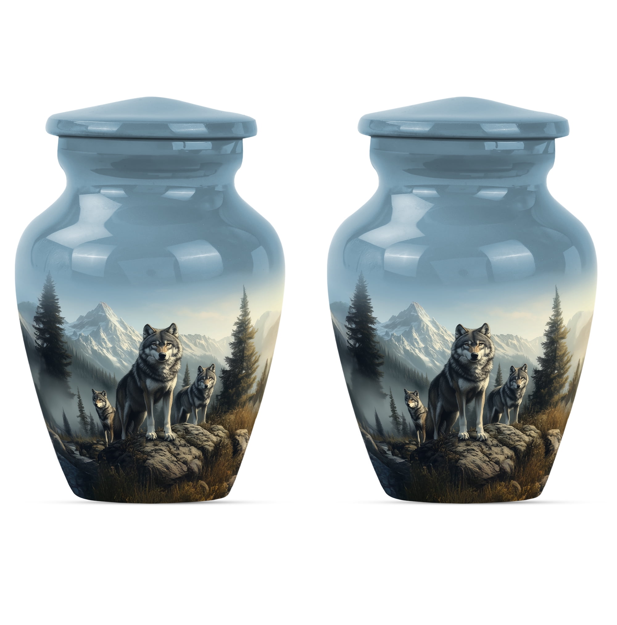 Wolf Urn for Ashes for Women, Memorial Urns for Human Ashes Keepsake, Burial Urns for Human Ashes Adult Man, Cremation Urn for Ashes Adult Male (Size - 3inch, 2 Pcs)
