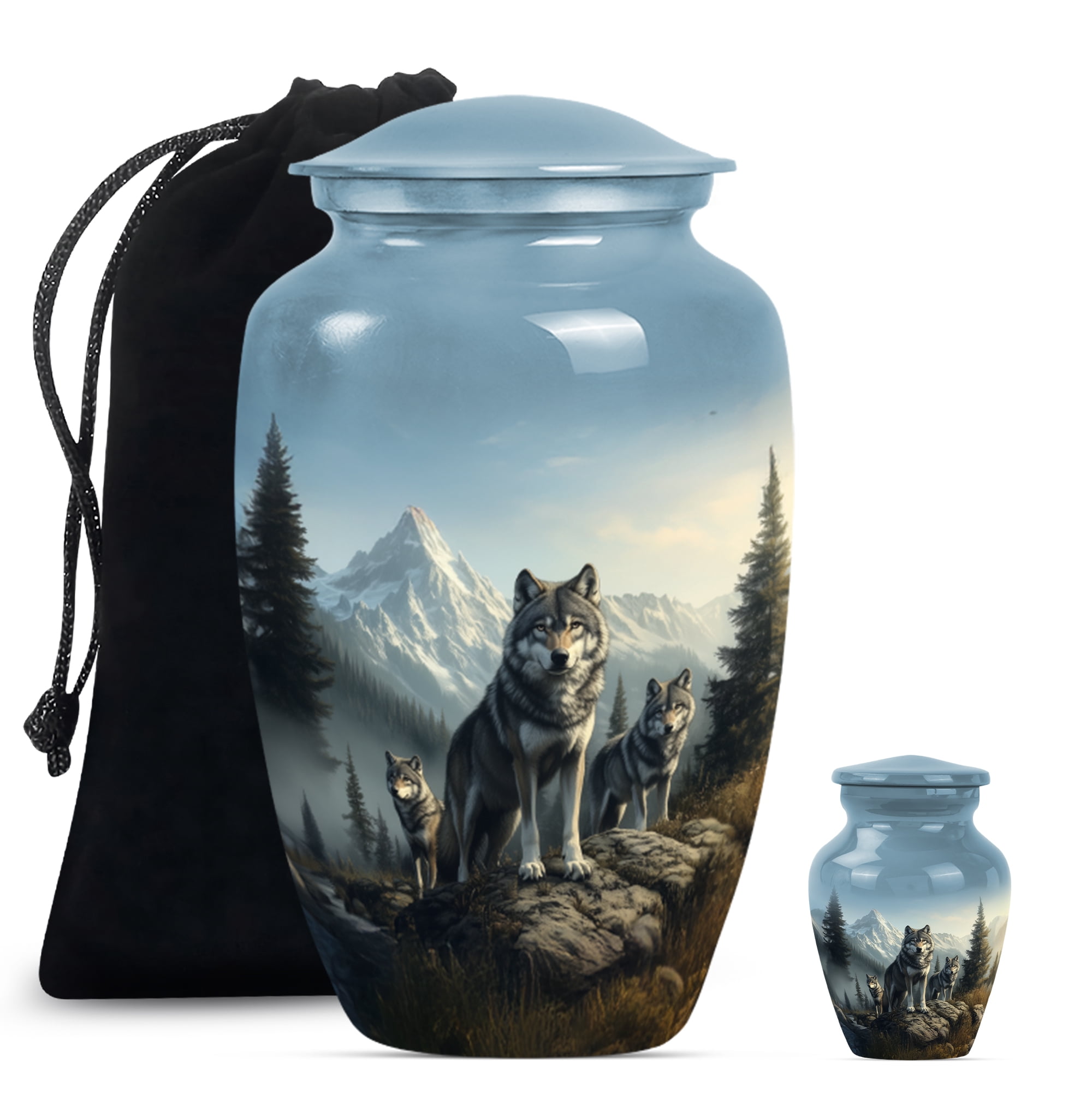 Wolf Urns for Human Ashes Man, Urn for Ashes Adult Male, small Urn for Ashes, Large Urns for Human Ashes Adult Female(Size - 10inch 1Pcs, 3inch 1Pcs)