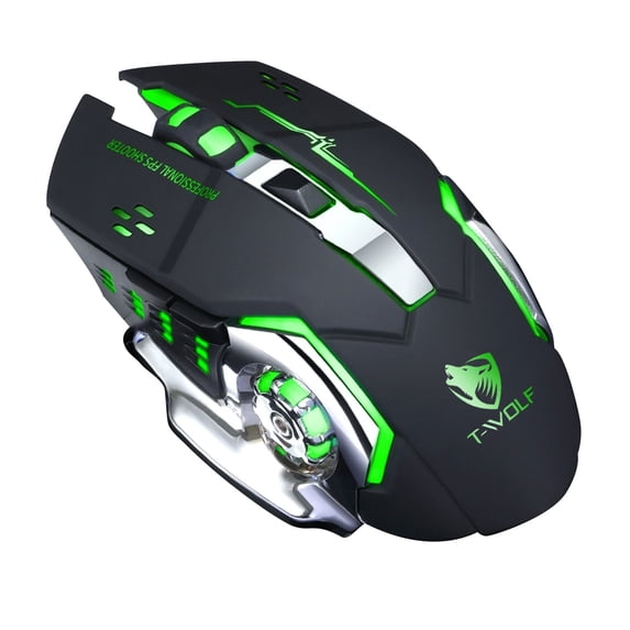 Wolf V6 Wired Gaming Mouse - 7-Color RGB Backlit | 800-3200 DPI Adjustable | Macro Programming | Metal Texture Design | 1.45m Cable | for PC Computer Games