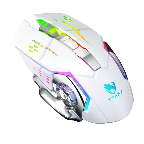 Wolf V6 Wired Mechanical Gaming Mouse 7 Color RGB Macro Programmable 800-3200DPI Adjustable Ergonomic Design Metal Plating for PC Laptop Computer Office Electronic Sports