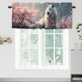 thumbnail image 1 of Wolf Valance Rod Pocket Window Curtain for Kitchen Wild Animals Cherry blossoms Winter Snow Mountain Window Treatment for Living Room Bedroom Bathroom 54 by 18 in, 1 Panel, 1 of 6