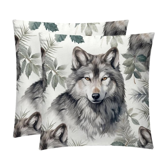 Wolf Velvet Throw Pillows Set of 2 - Decorative Pillows with Unique Patterns for Sofa Couch Bed - Pillow Covers - Available in 16x16, 18x18, 20x20 Inches