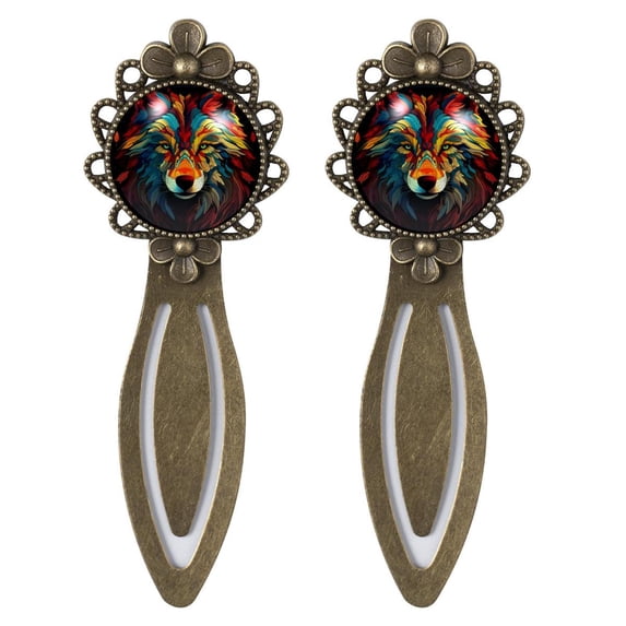 Wolf Vintage Copper-Colored Lace Bookmarks: Stainless Steel Set for Book Lovers and Readers