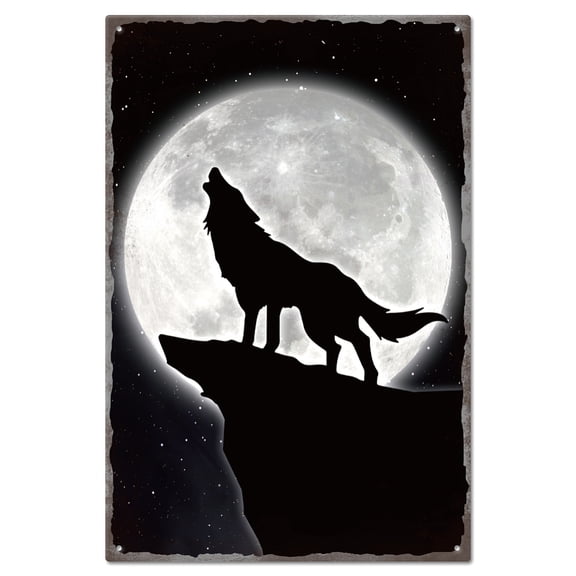 Wolf Vintage Metal Tin Sign Plaque Poster 8x12inch Retro Metal Wall Decorative Tin Signs for Home Kitchen Bar Coffee Shop Club Orchard