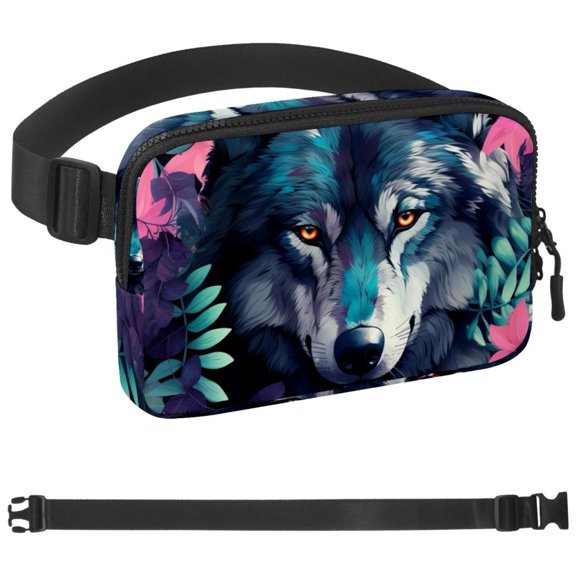 Wolf Waist Pack Bag Fanny Pack for Men&Women Hip Bum Bag with Adjustable Strap for Outdoors Workout Traveling Casual Running Hiking Cycling