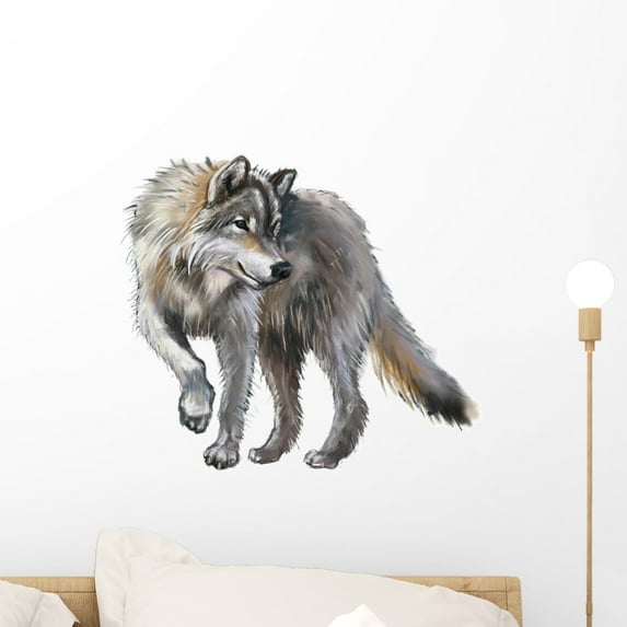 Wolf Wall Decal Sticker by Wallmonkeys Vinyl Peel and Stick Graphic (18 in W x 16 in H)