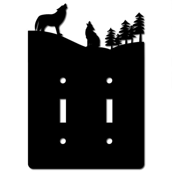 Wolf Wall Plate Gang Toggle Light Switch Plate with Screws Unbreakable Faceplate Outlet Cover Black 4.5 x 6.5inch
