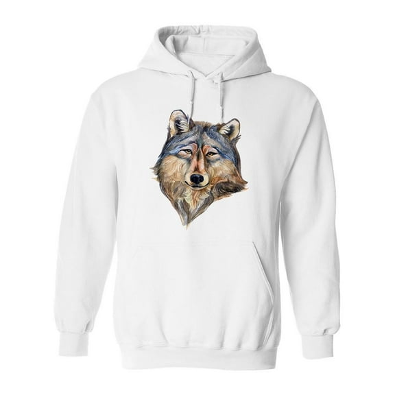 Wolf Watercolor Head. Hoodie Men -Image by Shutterstock, Male 3X-Large