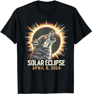 Wolf Wearing Solar Eclipse Glasses Total Solar Eclipse 2024 T-Shirt ...
