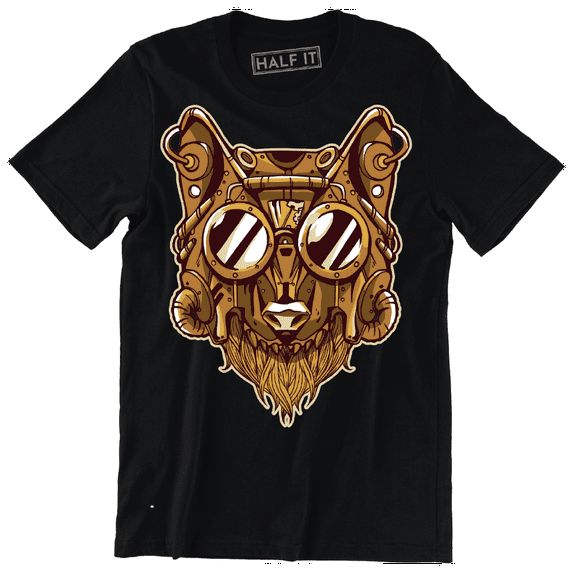 Wolf Wearing Steampunk Style Mask Funny Animal Men's T-Shirt