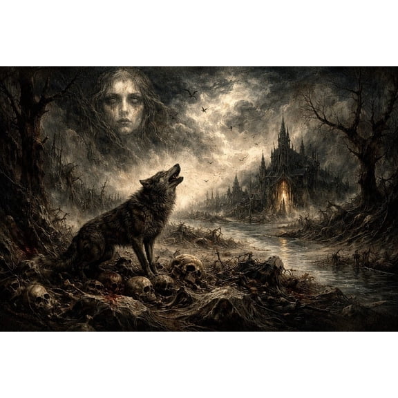 Wolf Werewolves Fantasy Wall Art, Horror Nature Wall Art