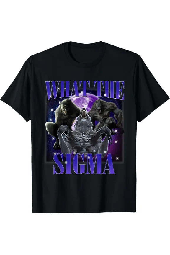 Wolf What The Sigma Funny Alpha Animal Meme Sarcastic Humor Gift Unisex T-Shirt, up to size 5XL