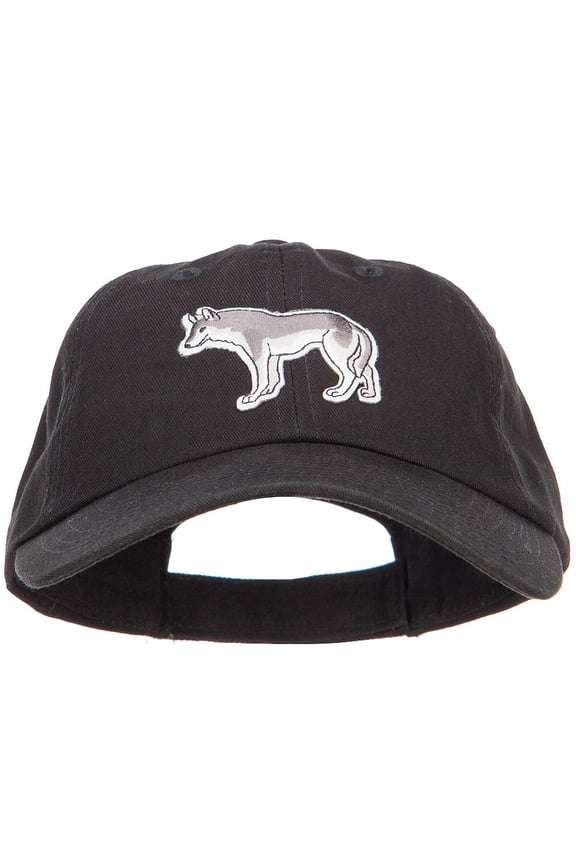 Wolf Wild Animal Patched Low Profile Cotton Cap - Black OSFM