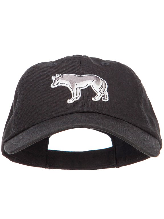 Wolf Wild Animal Patched Low Profile Cotton Cap - Black OSFM