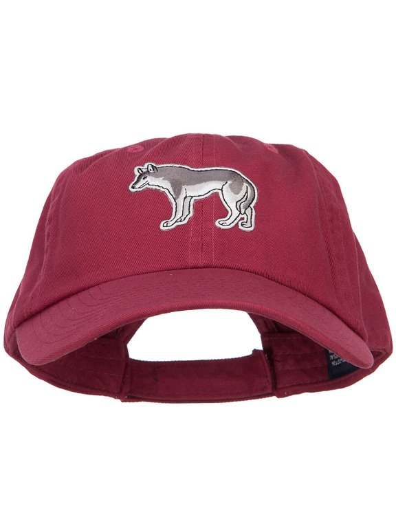 Wolf Wild Animal Patched Low Profile Cotton Cap - Wine OSFM