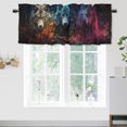 thumbnail image 1 of Wolf Window Curtain Valances Wildlife Wolves in The Misty Forest Night Rod Pocket Valances for Bedroom Living Room Dining Room 54 by 18 in, 1 Panel, 1 of 6