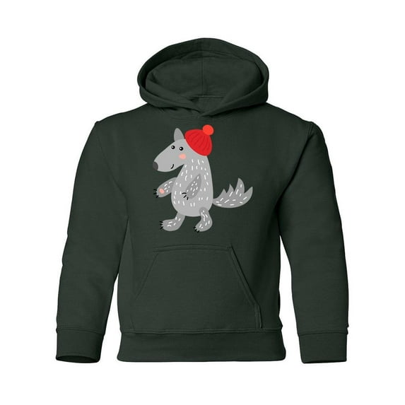 Wolf With A Hat Hoodie Juniors -Image by Shutterstock, x-Large