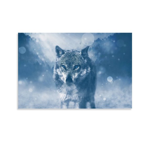 Wolf With Blue Eyes Canvas Art Poster And Wall Art Picture Print Modern Family Bedroom Decor Posters,Unframe-style,24x36inch(60x90cm)