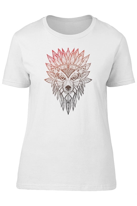 Wolf With Boho Crown T-Shirt Women -Image by Shutterstock, Female XX-Large