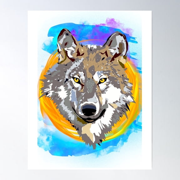 Wolf With Moon Poster Wall Art Modern Wall Decor Wall Art Home Decor Cute Birthday Gift