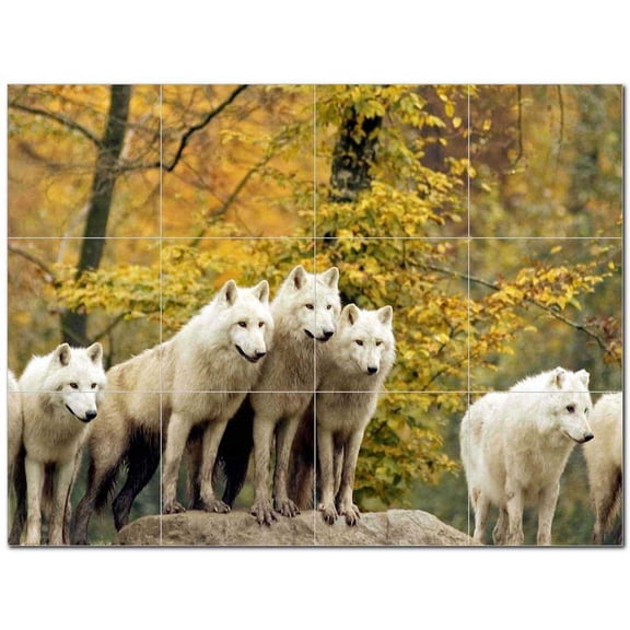 Wolf Wolves Ceramic Tile Mural Kitchen Backsplash Bathroom Shower 403122-XL43
