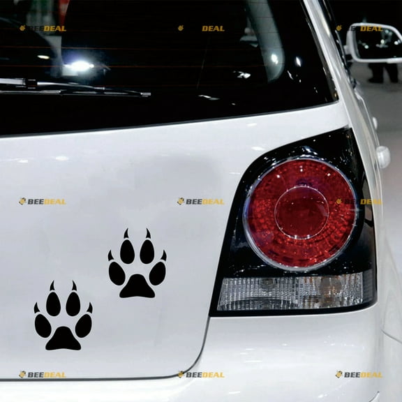 Wolf Wolves Paws Prints Tracks Hunting Sticker Decal Vinyl - 2 Pack Black, 4 Inches - No Background for Car Boat Laptop Cup Phone