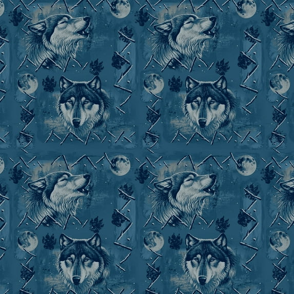 Wolf Wolves Wilderness Forest Southwestern Western Ice Blue Premium Roll Gift Wrap Wrapping Paper