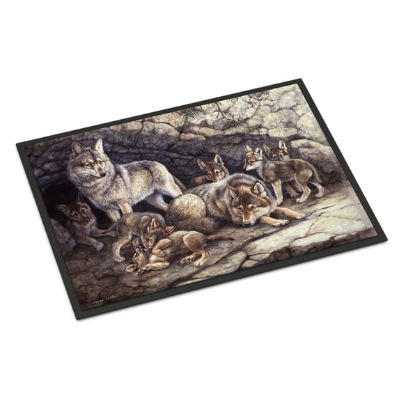 Wolf Wolves by the Den Doormat 24x36