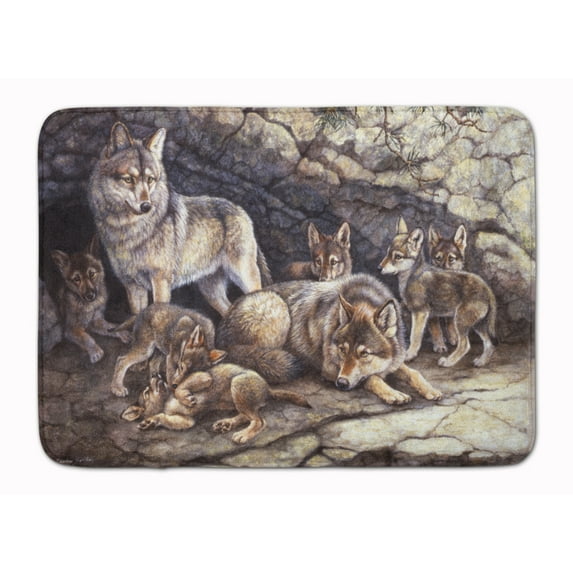 Wolf Wolves by the Den Machine Washable Memory Foam Mat