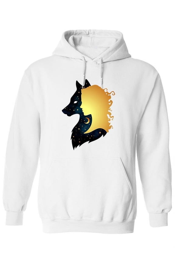 Wolf Woman Silhouette Hoodie Women -Image by Shutterstock, Female Large