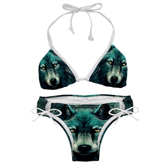 Wolf Women's Swim Suit Bikini Set with Detachable Sponge and Adjustable Strap, Two-Pack, Ideal for Beach and Pool, One-Piece Swimsuits Included