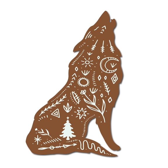 Wolf Wood Wall Art Animal Wall Decor Sign Decorations Cactus Wooden Sculpture with Hook for Housewarming Gift Christmas Decor 12 x 8 Inch(Brown)