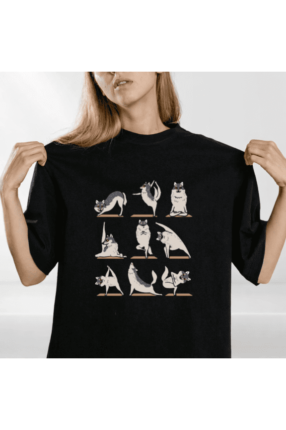 Wolf Yoga Funny Wildlife Animal Fitness Exercise Graphic Cotton Tee Shirt,for unisex up to 5XL
