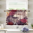 thumbnail image 1 of Wolf and Flowers Half Window Tier Curtains 36 Inch Blackout Thermal Insulating Kitchen Linen Tier Curtains for Kitchen, Bathroom, Cafe Home Decor, 1 of 7