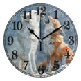 thumbnail image 1 of Wolf and Fox Silent Wall Clock 10" Non-Ticking Battery Clock, 1 of 7