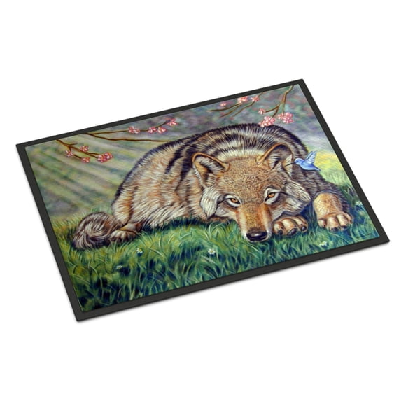Wolf and Hummingbird Door Mat