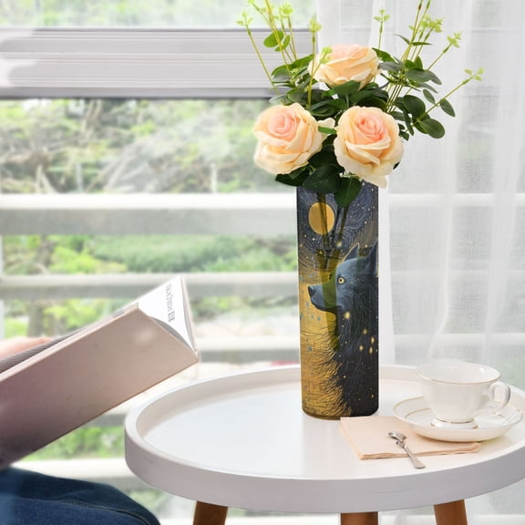 Wolf and Moon Vases for Flowers Modern Decorative Vase Home Decor for Bedroom Kitchen Living Room Centerpieces