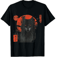 thumbnail image 1 of Wolf and Red Sun Japanese Style Dark Forest Art T-Shirt for Men Women, 1 of 4