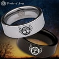 thumbnail image 1 of Wolf and Tree of Life Tungsten Carbide Ring, 1 of 9