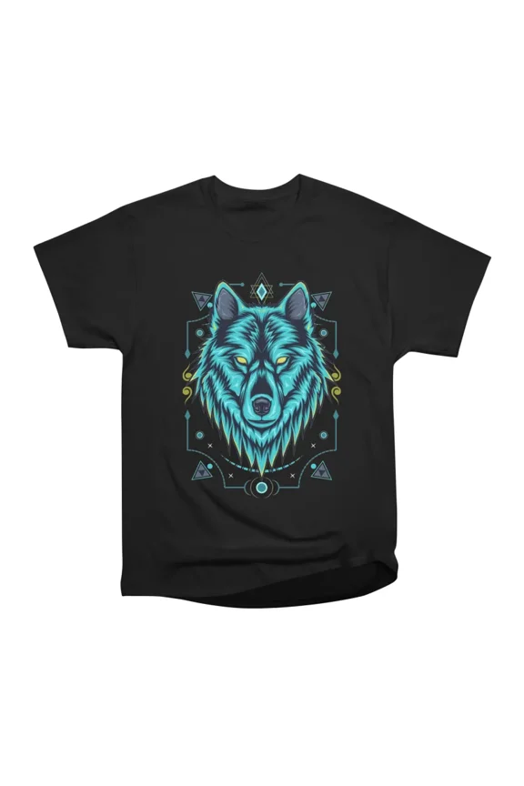 Wolf blue light illustration T-Shirt Tee Gift For Him Merch For Her Apparel For Friend