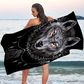 Wolf head dream catcher pattern seaside summer microfiber beach towel bath towel
