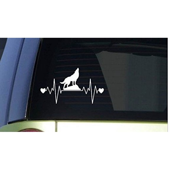 Wolf heartbeat lifeline *I267* 8" wide Sticker decal wolf hybrid
