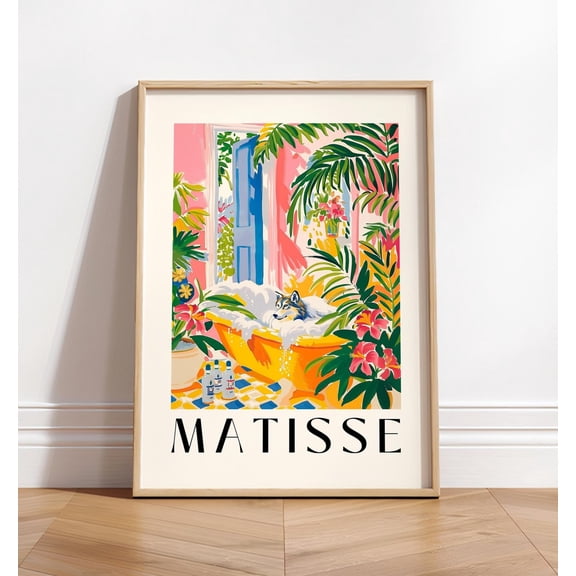 Wolf in Bathtub Style Bathroom Art, Unframed Paper Poster 8x10in